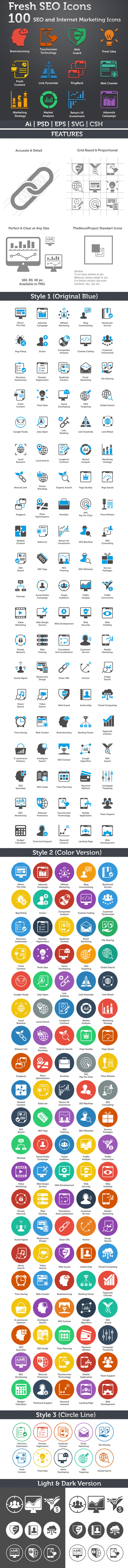 100 Fresh SEO Icons SEO and Internet Marketing Icons icons